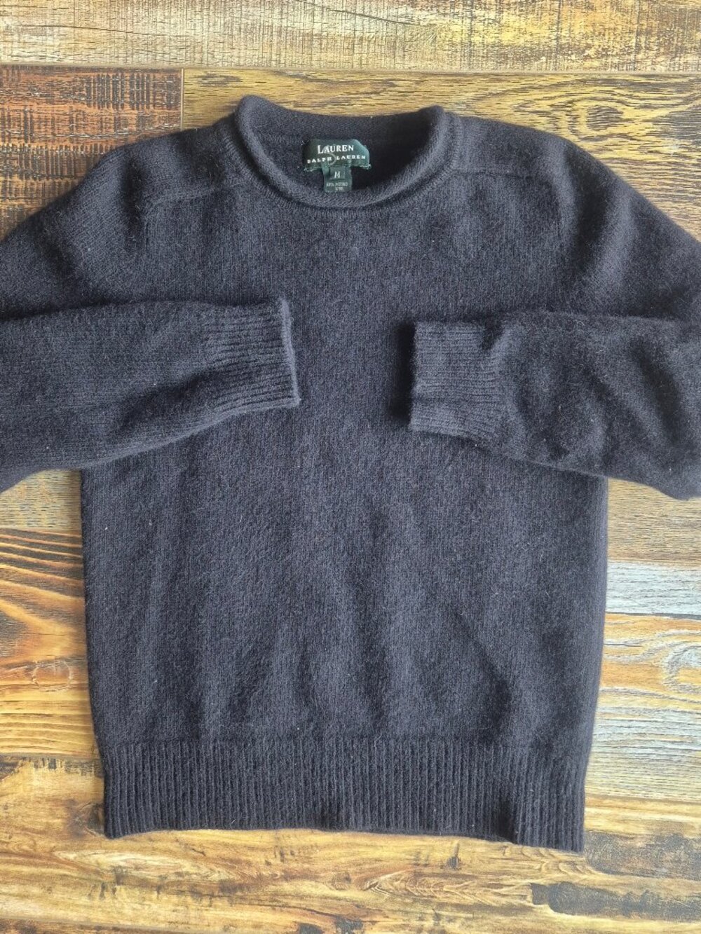Vintage Y2K Lauren Ralph Lauren Merino Angora Cashmere Roll Neck Sweater Black